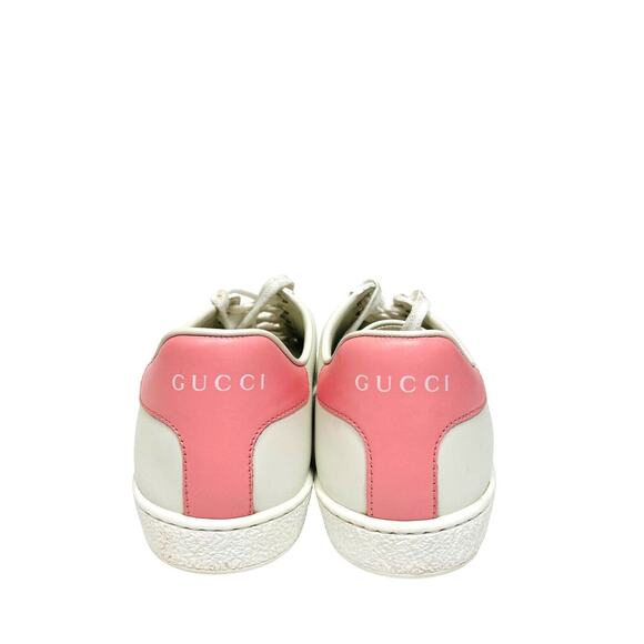 GUCCI $750 White Pink Perforated Leather Interlocking GG Ace Sneakers IT 35 US 5 - Picture 5 of 11